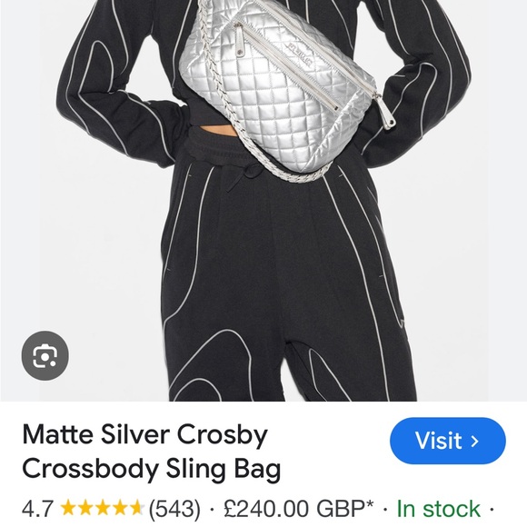 MZ Wallace Matte Silver Crosby Crossbody Sling Bag - Picture 1 of 2